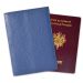 Protège passeport cuir gravé prénom bleu