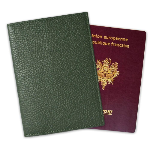Protège passeport cuir gravé fête des pères vert