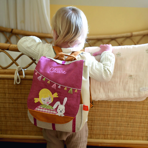 Sac à dos enfant et lapin brodée