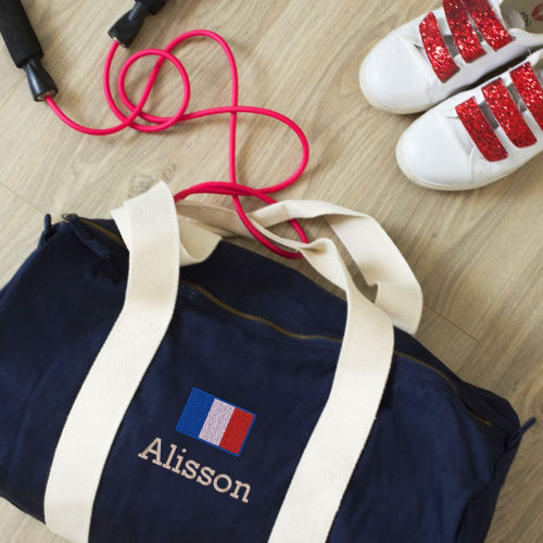Sac polochon brodé drapeau