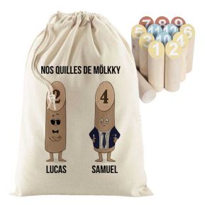 Jeu de quilles finlandais avec son sac personnalisé family