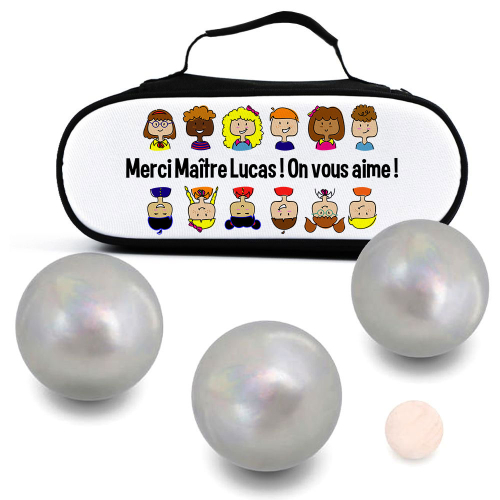 Sacoche pétanque personnalisée Merci Maîtresse présentation