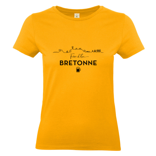 T-shirt abricot Fiere d'être bretonne