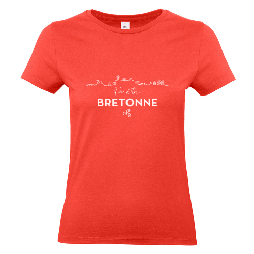 T-shirt corail Fiere d'être bretonne