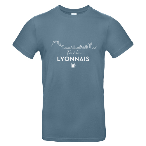 T-shirt bleu stone Fier d'être Lyonnais
