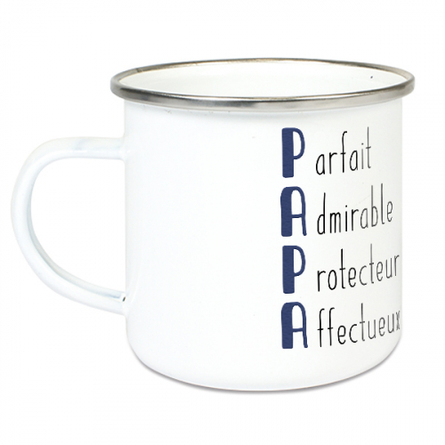 Tasse émaillée Les qualités de Papa