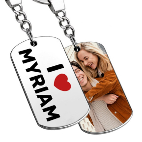 Porte-clés personnalisé avec photo imprimée Je t'aime Porte-clés personnalisé avec photo imprimée Je t'aime