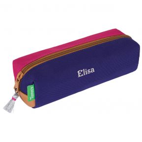 Trousse Tann's duo fuchsia violet brodée