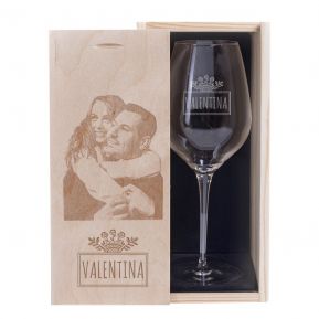 Verre à vin gravé avec son coffret photo