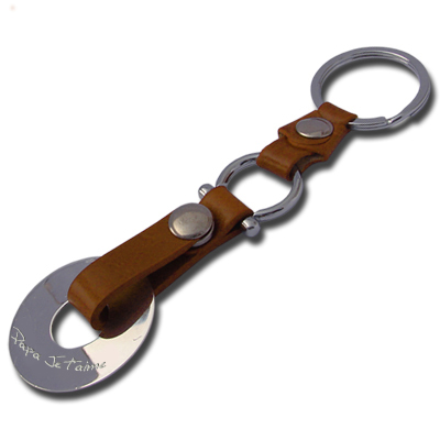 porte clé gravé jeton marron