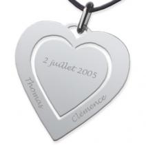 Pendentif double coeur gravé