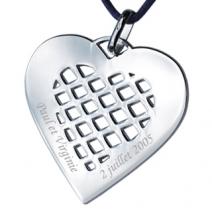 Pendentif grand coeur quadrillé
