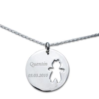 Pendentif cherubin garçon ajouré avec chaîne