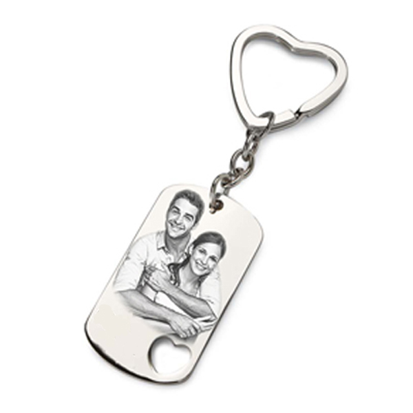 Porte-clés photo plaque coeur ajouré 