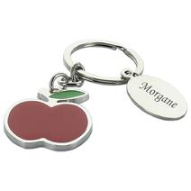 Porte-clés pomme rouge gravé