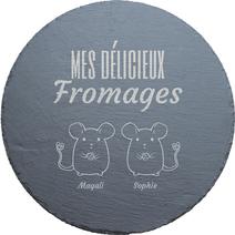 Plateau Souris rond en ardoise gravé
