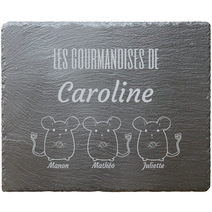Plateau rectangulaire en ardoise gravé Souris