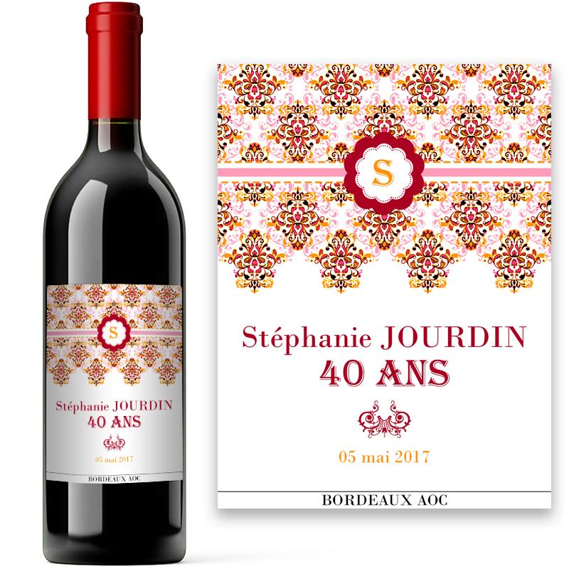 Vin personnalisée avec étiquette baroque