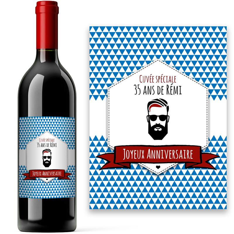 Étiquette bordeaux personnalisée vintage bleu 