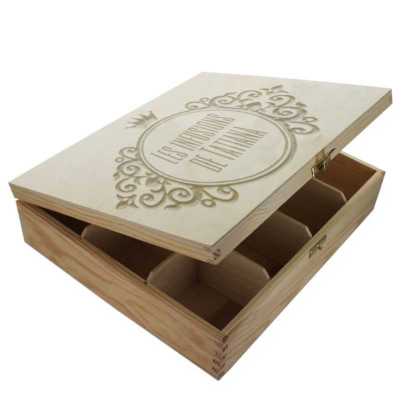Coffret à thé gravé 12 compartiments