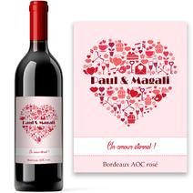 Bouteille de vin Coeur personnalisée