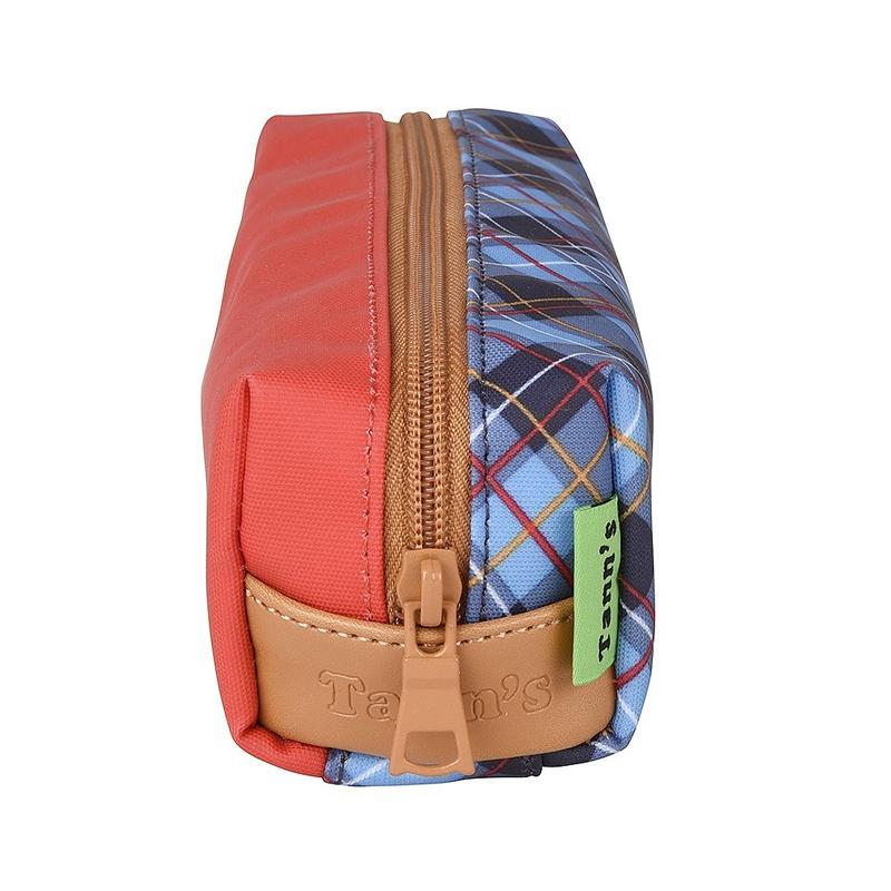 Trousse Tann's rouge tartan brodée 