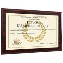 Diplôme de lauréat personnalisé sur plaque en bois