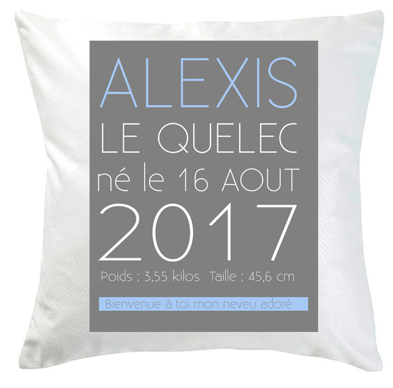 Coussin de naissance design personnalisé 