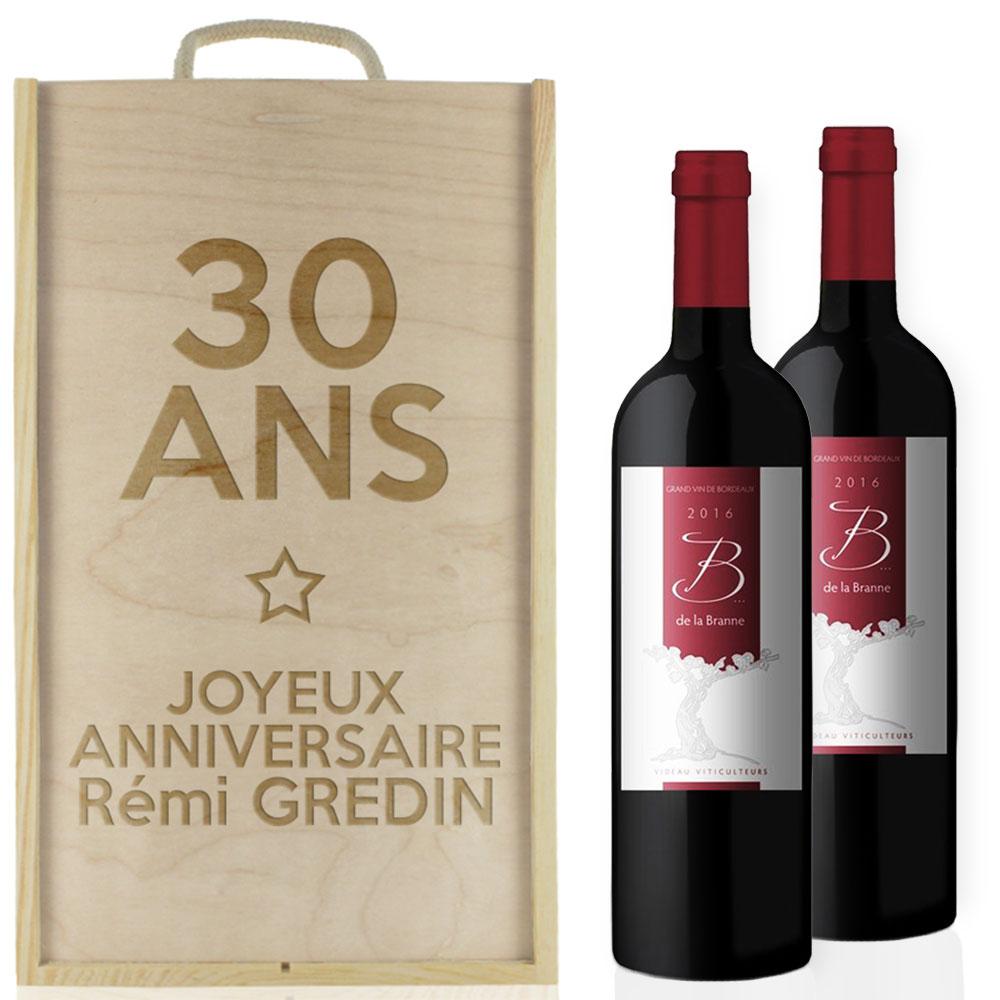 Caisse à vin 2 bouteilles anniversaire