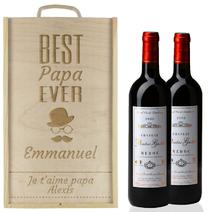 Caisse à vin 2 bouteilles papa gravées
