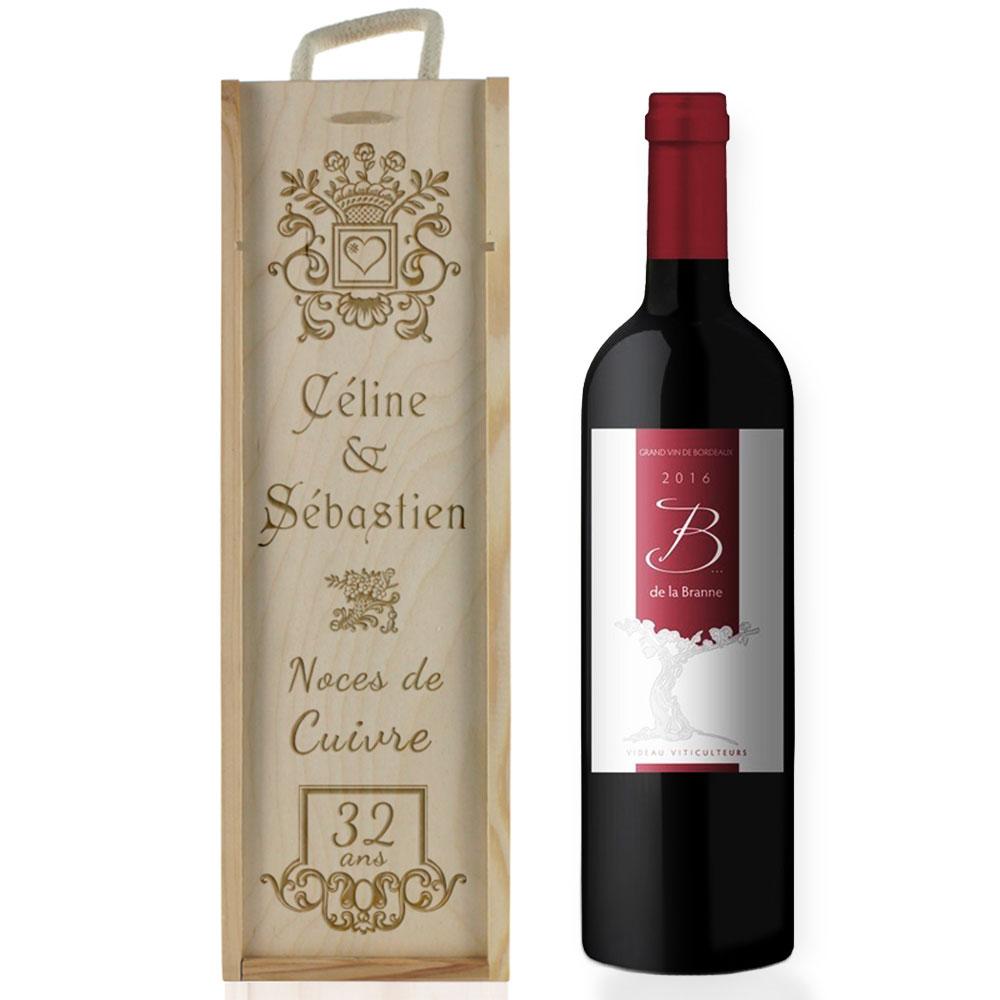 Caisse à vin anniversaire de mariage gravée