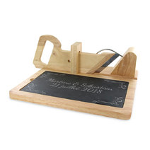 Guillotine à saucisson et plateau ardoise gravé 