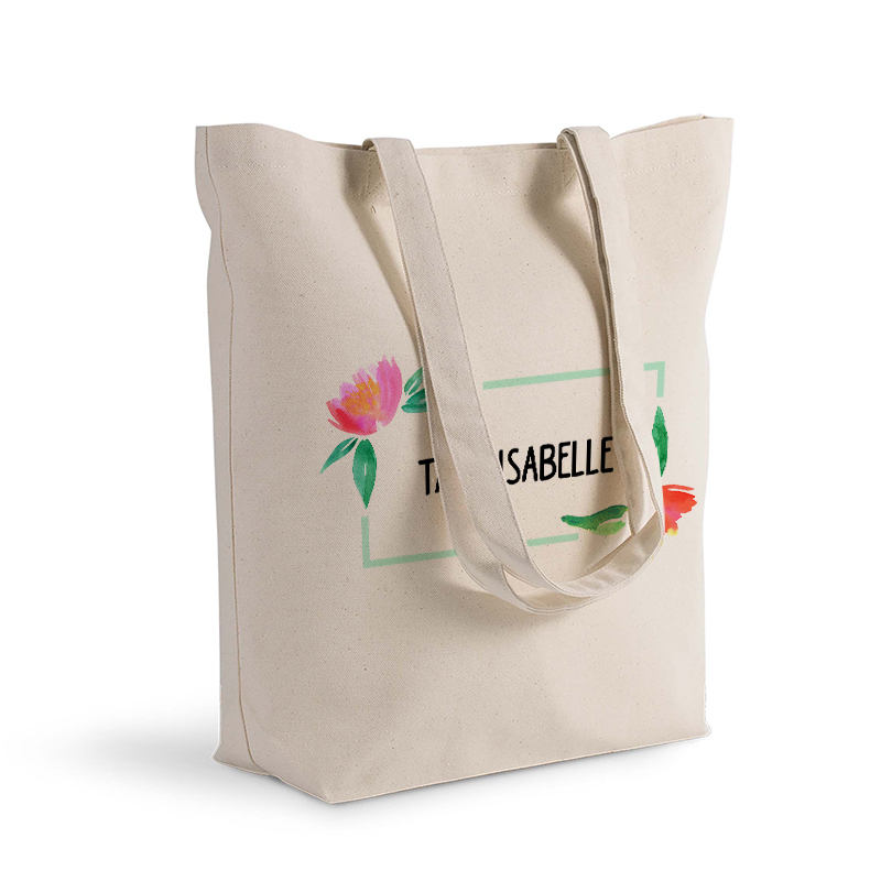 shopping bag cadre fleuri aquarelle personnalise 