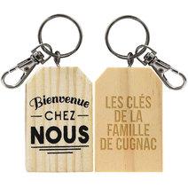 Porte-clés en bois Bienvenue personnalisé