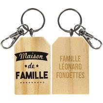 Porte-clés en bois Maison de famille gravé 