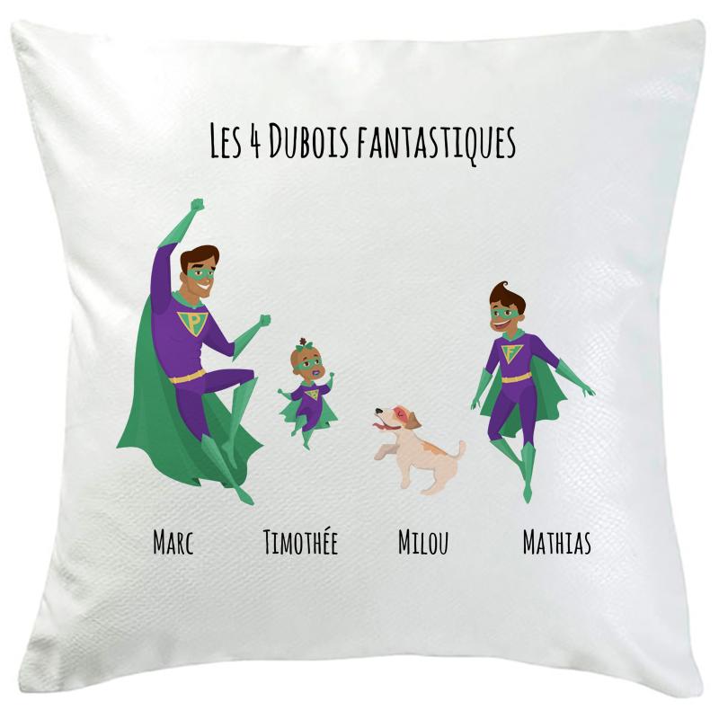 Coussin super famille 4 personnes personnalisé
