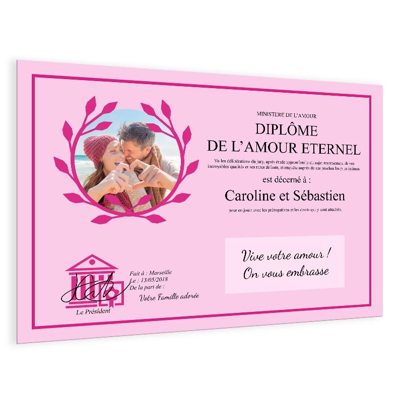 Diplôme personnalisé amour
