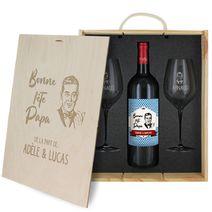 Caisse à vin 3 pièces gravée Fête des Pères