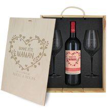 Caisse à vin 3 pièces gravée Maman