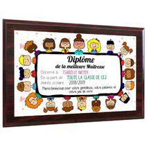 Diplôme Meilleure maîtresse personnalisé sur plaque en bois