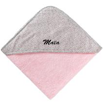 Cape de bain bébé rose brodée avec prénom