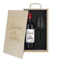 Caisse vin 2 pièces gravée anniversaire