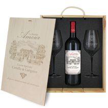 Caisse vin 3 pièces gravée Bastide Amour