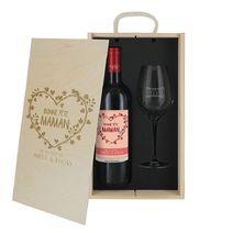 Caisse vin 2 pièces gravée Maman