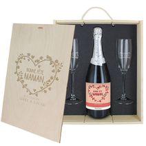 Caisse Champagne 3 pièces gravée Maman