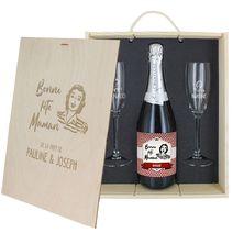 Caisse Champagne 3 pièces gravée Fête des Mères