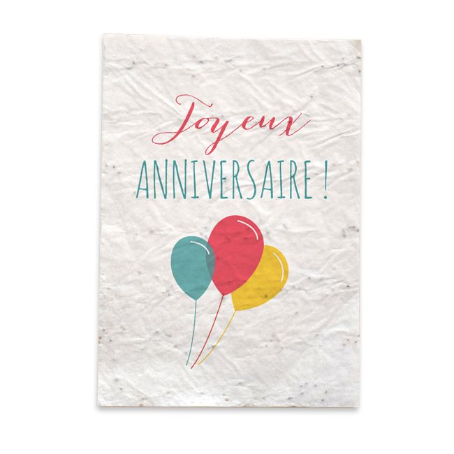 Carte Ballons d'anniversaire biodégradable à faire pousser