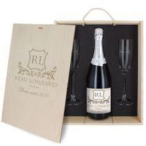 Caisse à Champagne 3 pièces gravée Initiales