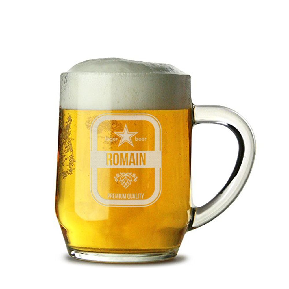 Chope à bière personnalisée au prénom