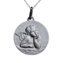 Médaille Chérubin Rêveur en argent massif personnalisée